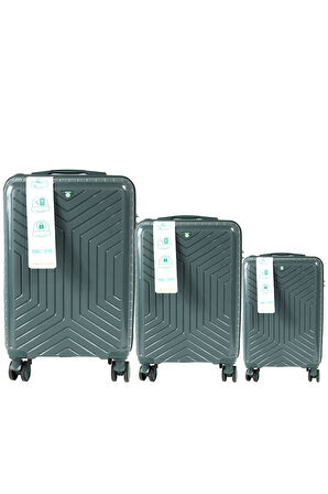 Metropolitan SDR 103 PP Valiz Seti - Büyük + Orta + Kabin Boy - Petrol Yeşili
