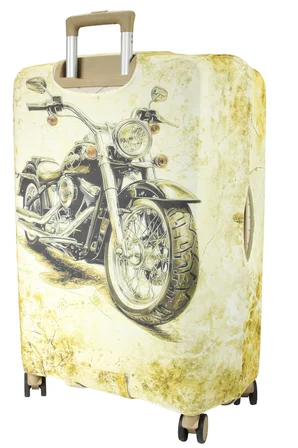 (My#153 MOTOR) VALİZ İÇİN KILIF Bej-Kahve-Orta Boy