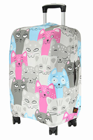 (My#139 KEDİ 2) VALİZLER İÇİN KILIF SETİ (KABİN ORTA VE BÜYÜK)