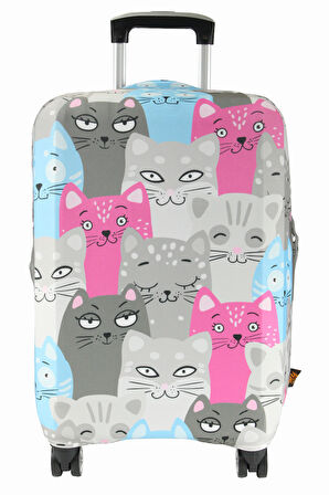 (My#139 KEDİ 2) VALİZLER İÇİN KILIF SETİ (KABİN ORTA VE BÜYÜK)