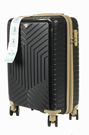 Metropolitan SDR 103 PP Valiz Seti - Büyük + Orta + Kabin Boy - Siyah / Şampanya