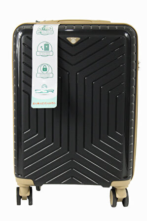 Metropolitan SDR 103 PP Valiz Seti - Büyük + Orta + Kabin Boy - Siyah / Şampanya