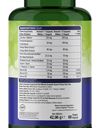 Nature's Supreme Cognimind Plus 60 Kapsül
