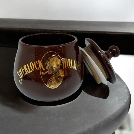 Sherlock Holmes El Yapımı Seramik Pipo Tutun Kavanozu Kahve Small