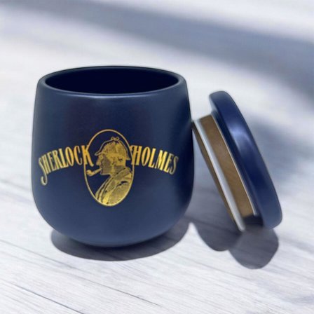 Sherlock Holmes  El Yapımı Seramik Pipo Tutun Kavanozu Mavi