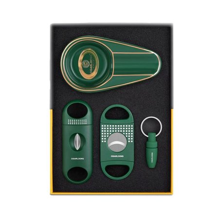 Quasar Design Humidor Puro Kutusu Mat Yeşil 80's ve Puro Seti