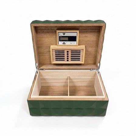 Quasar Design Humidor Puro Kutusu Mat Yeşil 80's ve Puro Seti