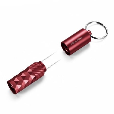 Aluminyum 2in1 Delici ve Puro Tutucu İğne Anahtarlık Kırmızı