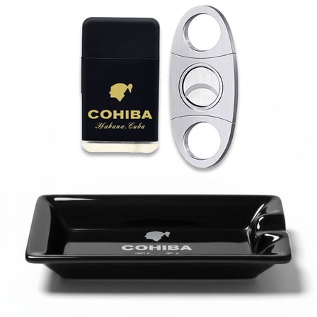 Cohiba Küllük Çakmak ve Metal Kesici Puro Aksesuar Seti Wide Tekli