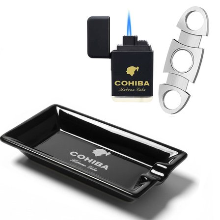 Cohiba Küllük Çakmak ve Metal Kesici Puro Aksesuar Seti Wide Tekli