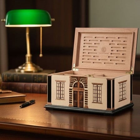 Cigarspa Elektronik Nemlendiricili Humidor Puro Kutusu Küba Evi Tasarımlı