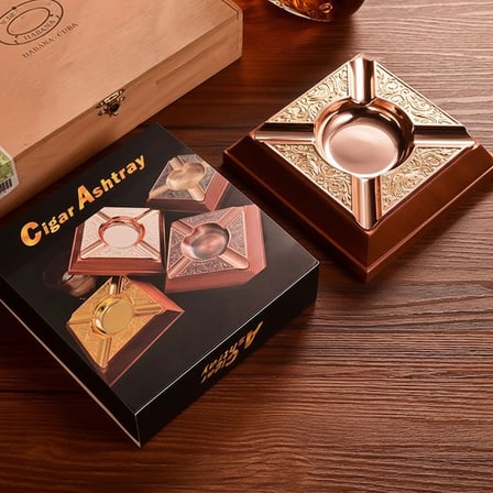 Cigarloong Damascus Ahşap Puro Küllüğü RoseGold 4lü