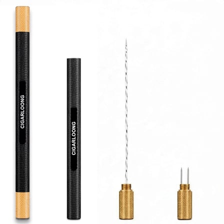 Puro Açıcı İğne ve Puro Tutucu Siyah/Gold 18cm