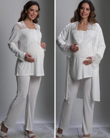 BirolGaye 3018 Hamile Lohusa 3 Lü Pijama Sabahlık Tk