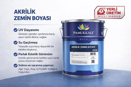 Pamukkale Akrilik Zemin Boyası 2.5 Kg Ral 6021 Makina Yeşili
