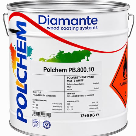 Polchem PB.800.10 Poliüretan Boya Full Mat Antrasit Ral 7016 12+6 Kg