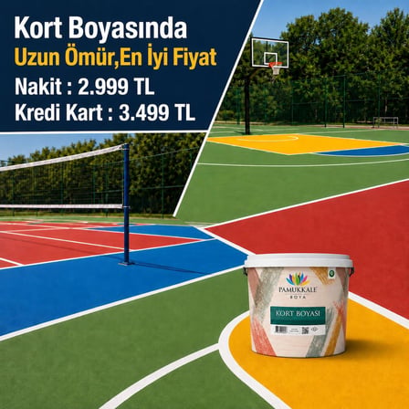 Pamukkale Silikonlu Tenis Kort Zemin Boyası 15 Lt Ral 1023 Trafik Sarısı