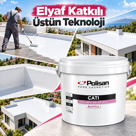 Polisan Çatı Elyaflı Su Yalıtım Malzemesi 20 Kg Beyaz
