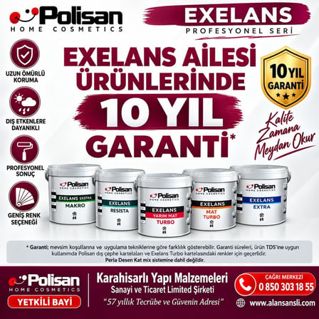 Polisan Exelans Extra Düz Silikonlu Dış Cephe Boyası 15 Lt Sakin Gümüş