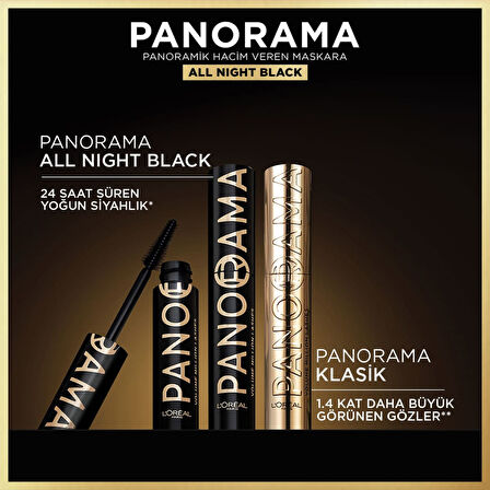 L'Oréal Paris Panorama Hacim Veren Maskara All Night Black - Siyah