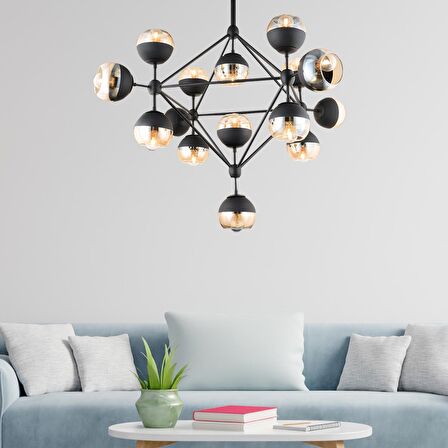 Bice 11 Li Siyah Modern Tasarım Avize