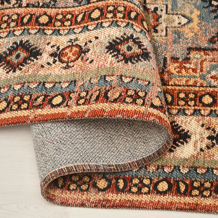 ANATOLIA HALI DORU -Mavi / Kiremit-Oturma Odası, Salon -Kolay Temizlenebilir