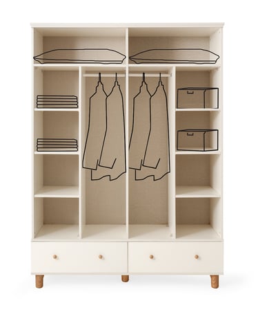 Nice 4 Kapaklı %100 MDF Elbise Dolabı Gardrop 154x54x212