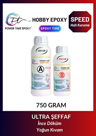 750 gram Hobi Epoksi Speed/ Hızlı Kuruma/ Şeffaf Epoksi Reçine Ince Döküm