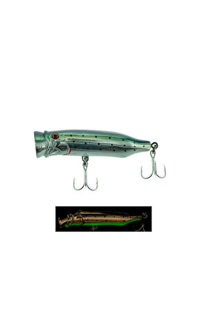 Salt Popper 70mm 9.5gr Su Üstü Maket Balık 041 Moon Red Head