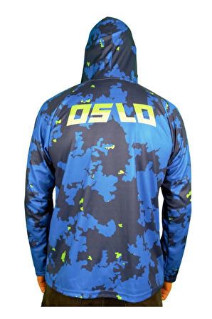 Performans Balıkçı T-Shirt Kapüşonlu Blue Camo