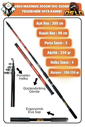 Rv-55 Oslo Maximus 300cm 250gr Göl Ve Deniz Olta Seti