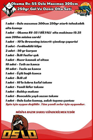 Rv-55 Oslo Maximus 300cm 250gr Göl Ve Deniz Olta Seti
