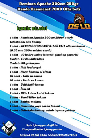 Apache 300cm 250gr Kendo Oceancast 7000 Olta Seti