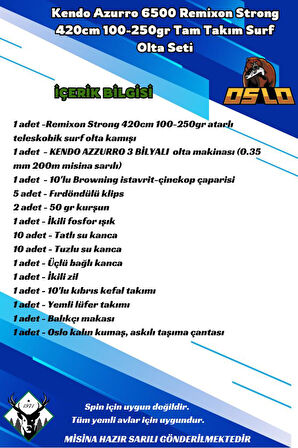 Kendo Azurro 6500 Remixon Strong 420cm 100-250gr Tam Takım Surf Olta Seti
