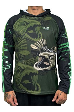Performans Balıkçı T-Shirt Kapüşonlu Green Bear