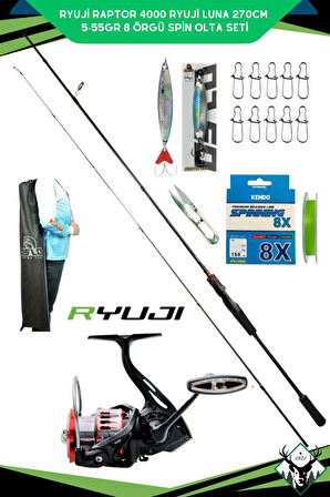 Ryuji Raptor 4000 Ryuji Luna 270cm 5-55gr 8 Örgü Spin Olta Seti