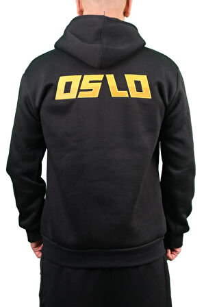 Oslo Bear Siyah Nakışlı Kapüşonlu Sweatshirt