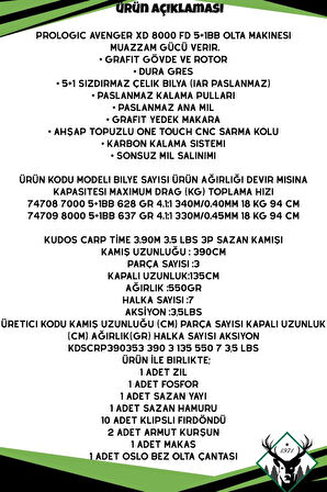 Prologic Avenger 8000XD Kudos Carp Time 3.90m 3.5 LBS Sazan Olta Seti