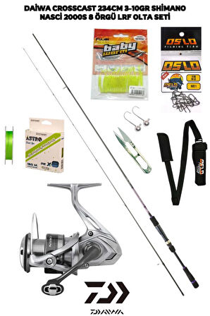 Daiwa Crosscast 234cm 3-10gr Shimano Nasci 2000S 8 Örgü LRF Olta Seti