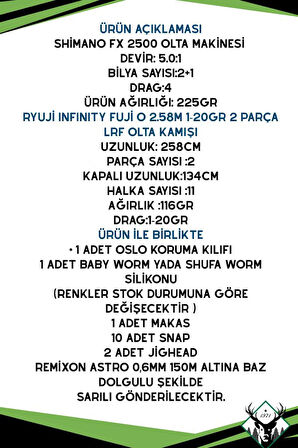 Ryuji İnfinty 258cm 1-20gr Shimano FX 2500 8 Örgü Spin Olta Seti