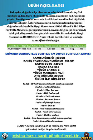 Shimano Sonora AX 420cm 200gr Ryuji Momentum 10000 Profesyonel Surf Olta Seti