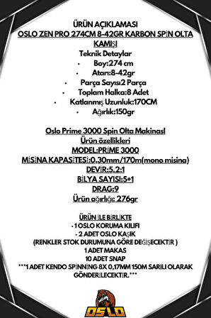 Oslo Zen Pro 274cm 8-42gr Oslo Prime 3000 Spin Olta Seti