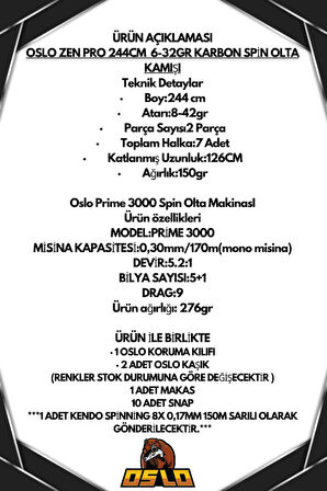 Oslo Zen Pro 244cm 6-32gr Oslo Prime 3000 Spin Olta Seti