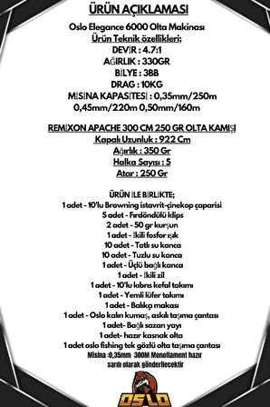Oslo Elegance 6000 Remixon Apache 300cm 250gr Göl ve Deniz Olta Seti