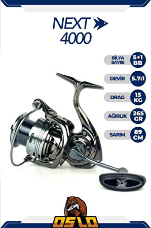 Oslo Next 4000 Big Bass 270cm 15-40gr 8X Spin Olta Seti