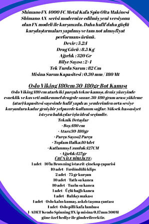 Oslo Viking 180cm 30-180gr Shimano FX 4000 Tekne Olta Seti