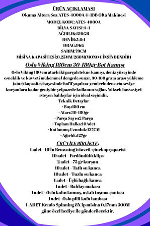 Oslo Viking 180cm 30-180gr Okuma Altera 4000 Tekne Olta Seti