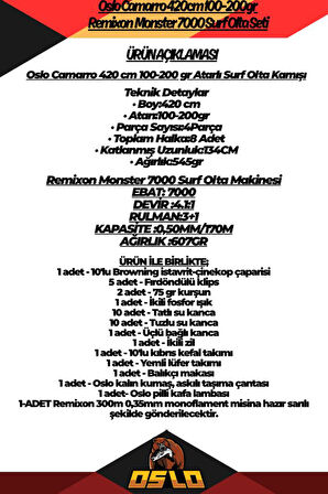 Oslo Camarro 420cm 100-200gr Remixon Monster 7000 Surf Olta Seti
