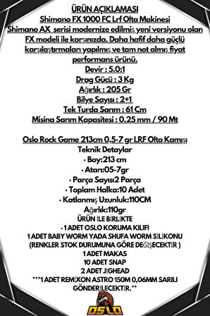 Oslo Rock Game 213cm 0,5-7gr Shimano FX 1000 8 Örgü LRF Olta Seti
