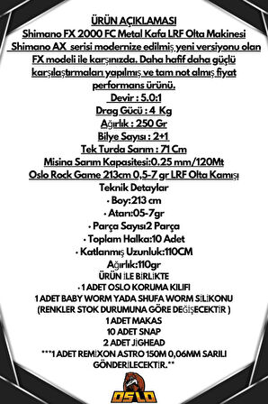 Oslo Rock Game 213cm 0,5-7gr Shimano FX 2000 8 Örgü LRF Olta Seti